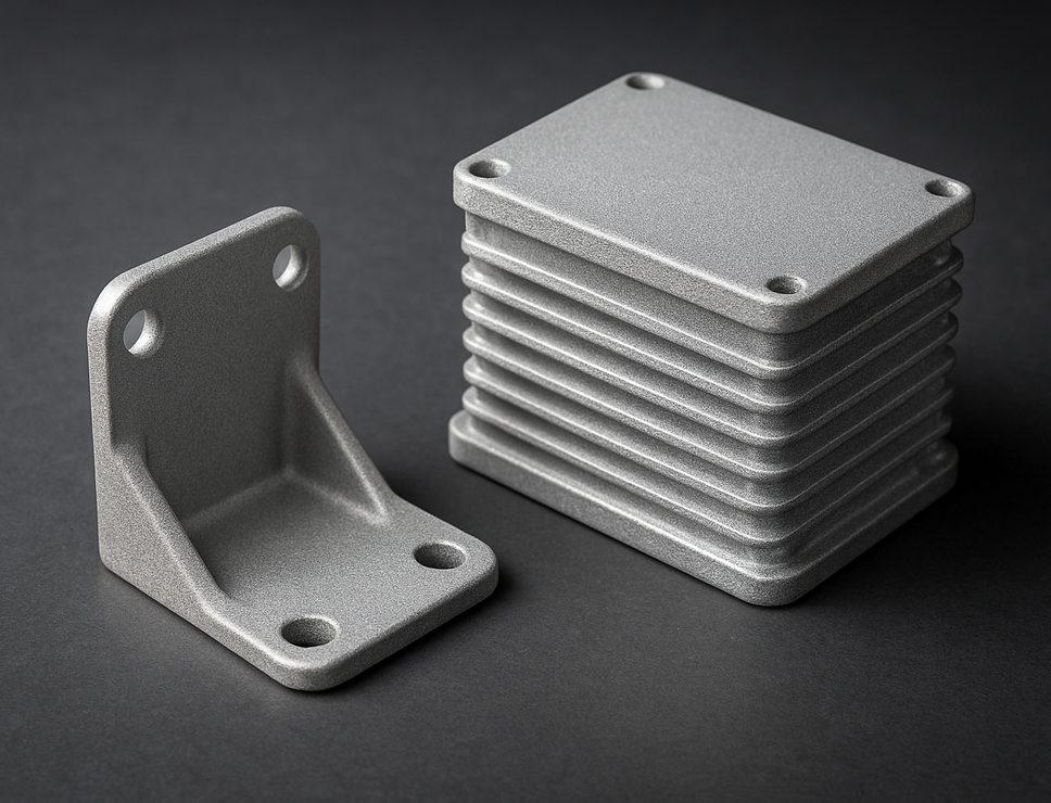 DMLS 3D printed aluminium AlSi10Mg metal part with metallic surface