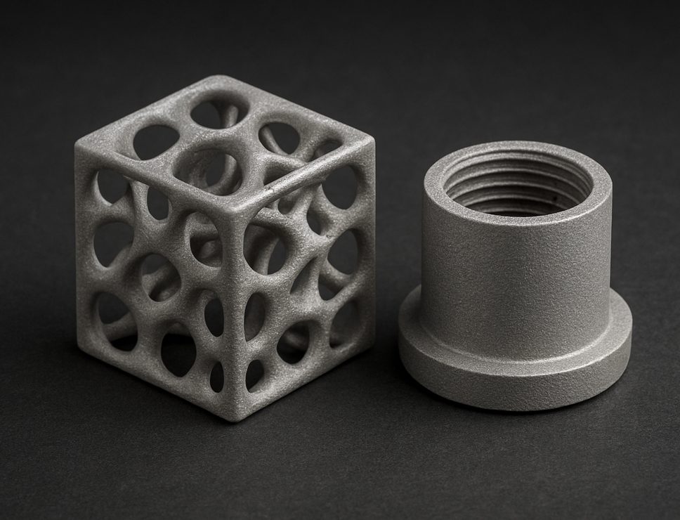 Metal 3D printed aluminium component showing DMLS build quality