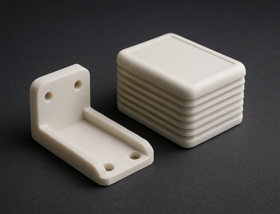 FDM 3D printed nylon sample part with matte finish