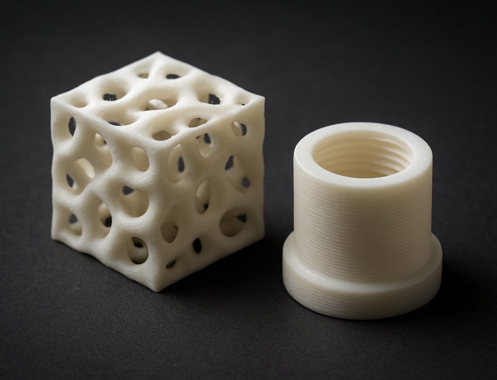 FDM 3D printed nylon prototype showing flexible and tough properties